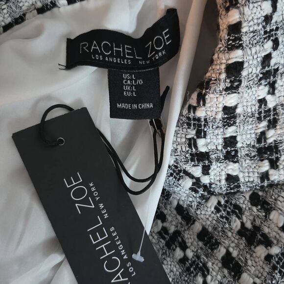 Rachel Zoe Women's Size Large White Black Tweed Blazer Jacket - Picture 4 of 5